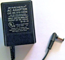 Archer 6 Volt Power Supply for the Casio VL-Tone, Casiotone VL-1 Micro Keyboard.