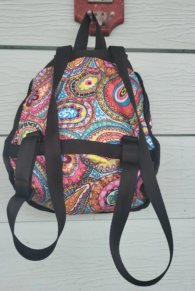 LESPORTSAC Tilt A Whirl Paisley Print Drawstring BackPack Sling Bag.  EUC.  #G - Image 2 of 4