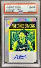 2020 Panini Flux ANFERNEE SIMONS AUTO Silver Refractor PSA 10 Celtics Low POP!