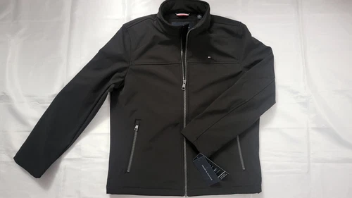 NEW TOMMY HILFIGER MEN'S WATER/WIND RESISTANT SOFTSHELL BLACK JACKET SIZE M