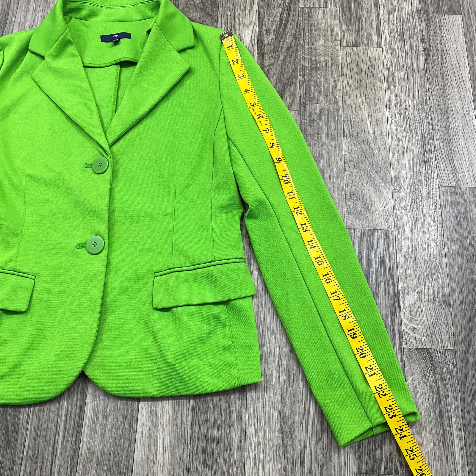 GAP Two Button Pockets Stretch Collar Green Knit … - image 10