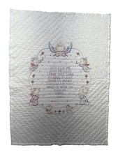 Embroidered Baby Quilt Crib Blanket Angels Now I Lay Me Down to Sleep Prayer