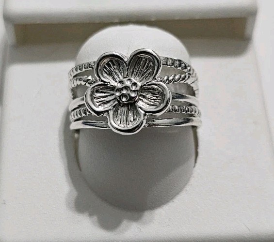 Ross-Simons Sterling Silver Multi-Row Flower Ring… - image 1