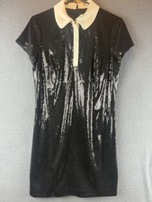 Ann Taylor Size 4 Black Tuxedo Miniture Sequined Shift Dress $228 NWT