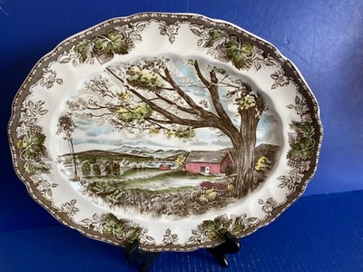 JOHNSONS BROTHERS THE FRIENDLY VILLAGE Large Oval Serving Platter WILLOW BY THE