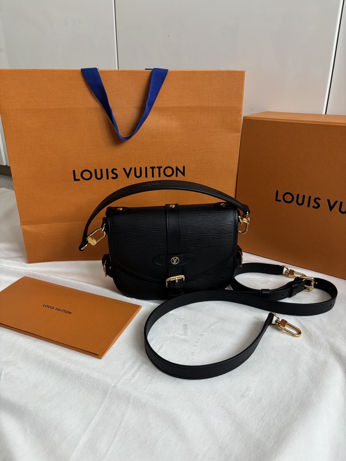 Louis Vuitton Saumur BB Epi Leather Crossbody Bag for Women - Black