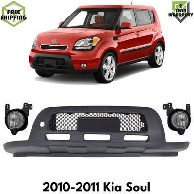 Front Bumper Cover Primed Plastic & Fog Lights Assembly For 2010-2011 Kia Soul
