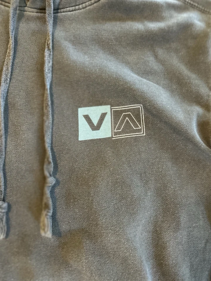 Pulôver masculino RVCA divide lã com capuz em pirata divide preto tamanho pequeno novo com etiquetas - Imagem 3 de 4