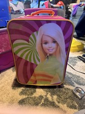 Vtg 2005 Barbie Overnight Rolling Suitcase Wheels Zip Handle Pink 16" x 12  RARE