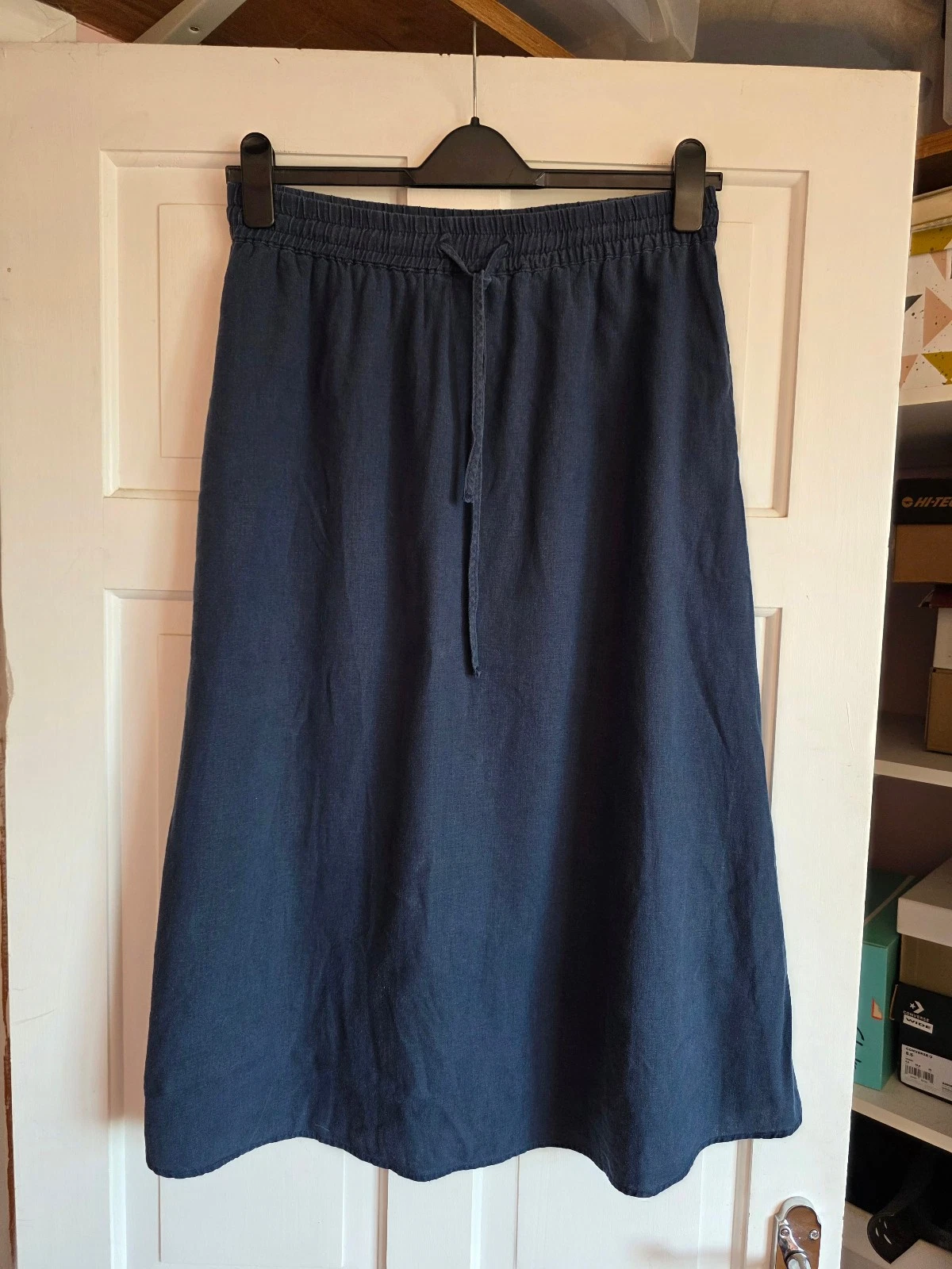 JOHN LEWIS Navy Blue Linen Blend Stretch Waist Midi Skirt Size 12
Opens in a new window or tab