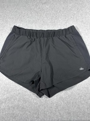 Alo Playmaker Dolphin Short Women s Large Black Athletic Pull-On Elastic Waist