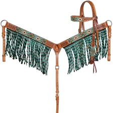 Showman Sunfire Mesa Beaded Browband Horse Headstall and Breastcollar Set