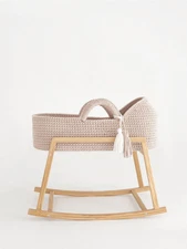 Sakina: ECRU Eco-Friendly Handwoven Baby Moses basket with hood Bassinet & Base