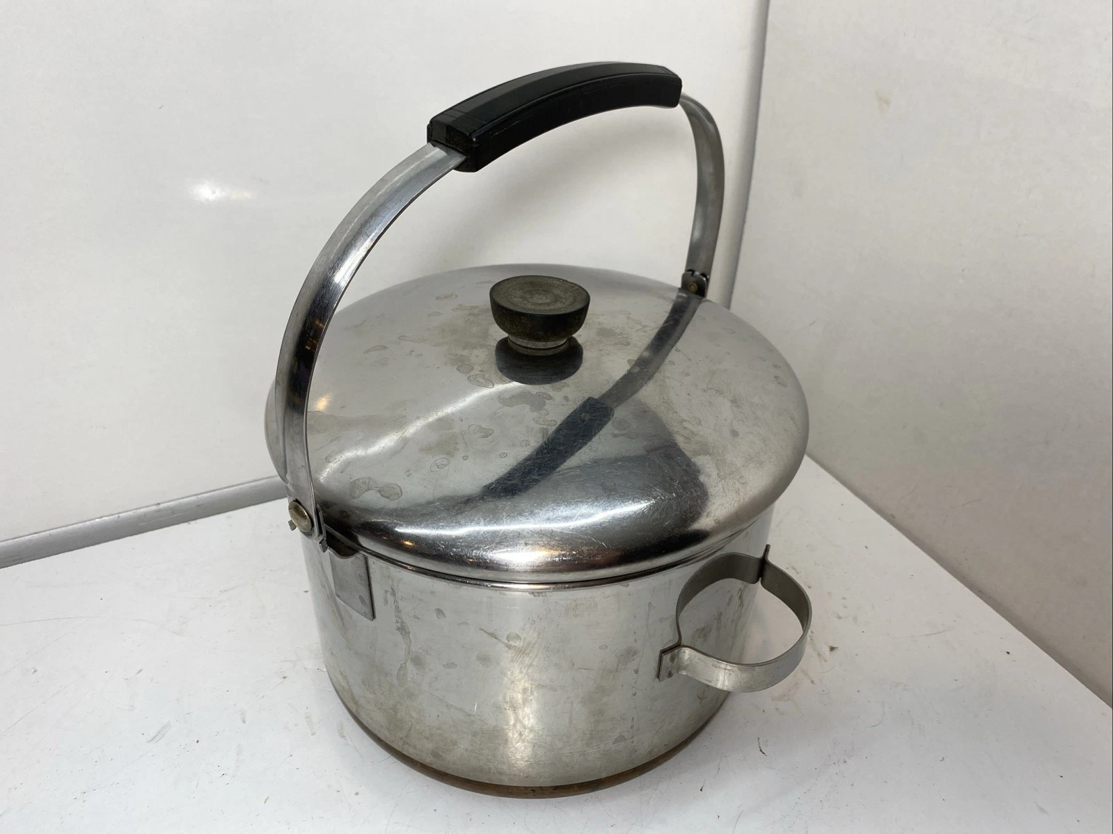 Revere Ware 1801 Bail Handled Kettle 5 qt Stock Pot Camp Fire Copper Bottom 🔥