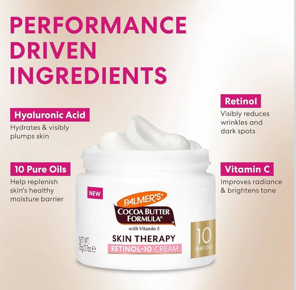 Creme facial Palmer's manteiga de cacau, terapia da pele retinol-10 hidratante 2,7 oz - Imagem 2 de 4