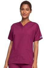 Cherokee Scrubs 4700 V Neck Scrub Top Wine by Workwear free shipping.