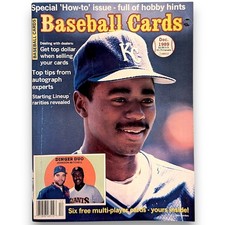 1989 BASEBALL CARDS MAGAZINE DECEMBER ISSUE TOM GORDON COVER W/ UNCUT CARD SHEET