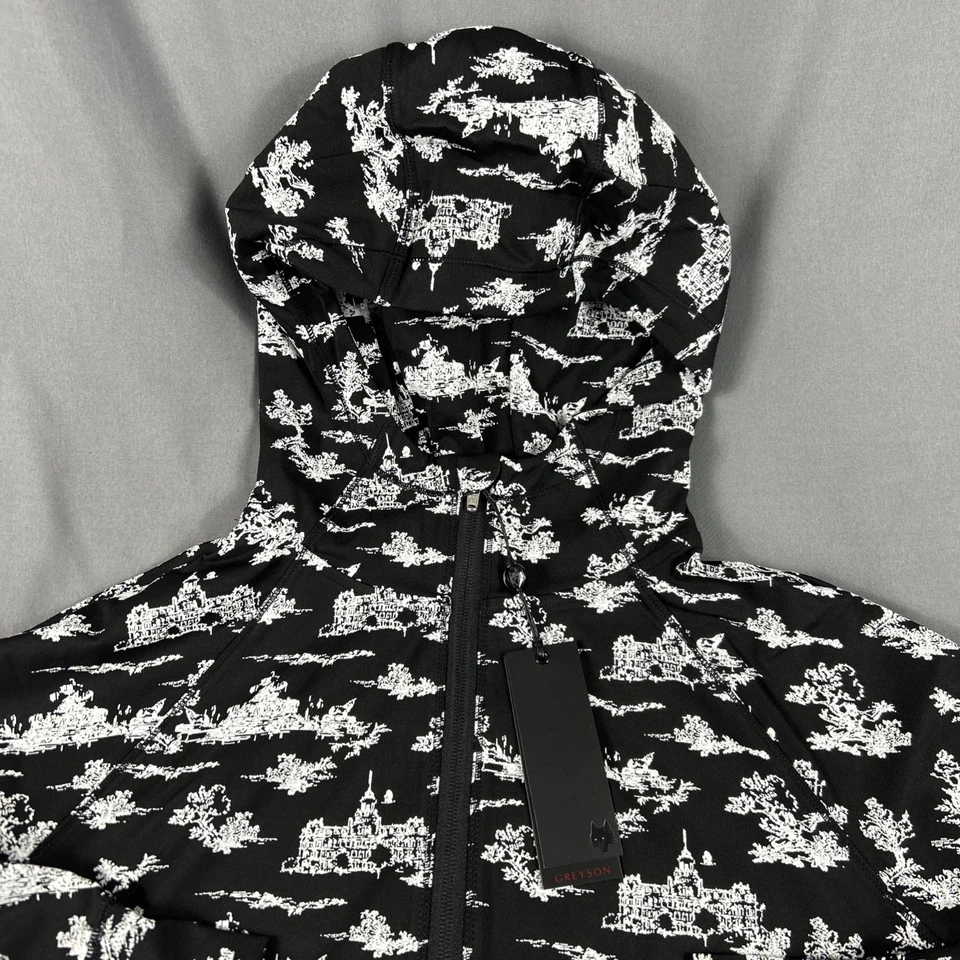 Greyson Womens Golf Hoodie Kristina 1/2 Zip Printed Small Black Nylon MSRP $180 - Image 3 of 4