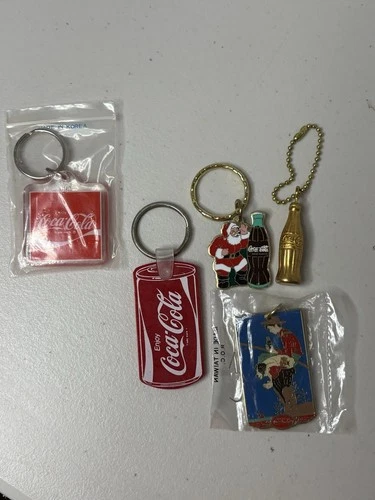 Vintage Coca Cola Coke Keychains Lot Of 5