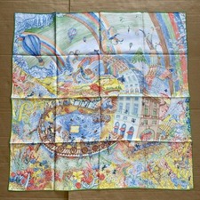 New Hermes Silk Les Folies du Faubourg scarf Carre90 green blue Red Yellow Brown