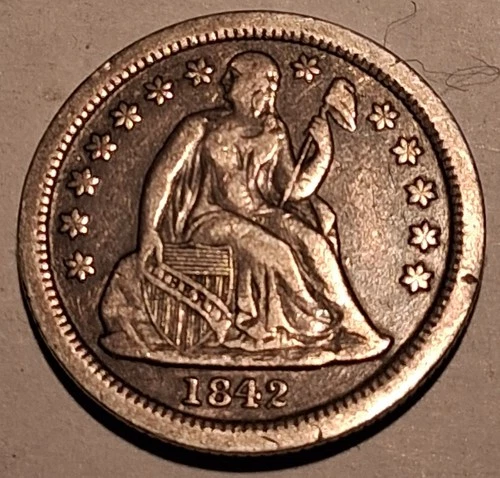 1842 Seated Liberty Dime Silver Coin – Strong VF Detail – 90% Silver #855