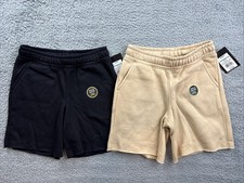 Art Class Boys Youth Small 6/7 Tan Black Mid Rise Fleece Pull on Shorts Lot of 2