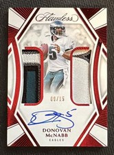 2024 Panini Flawless Donovan McNabb Ruby Double Patch Quad Color Auto /15 💎💎💎