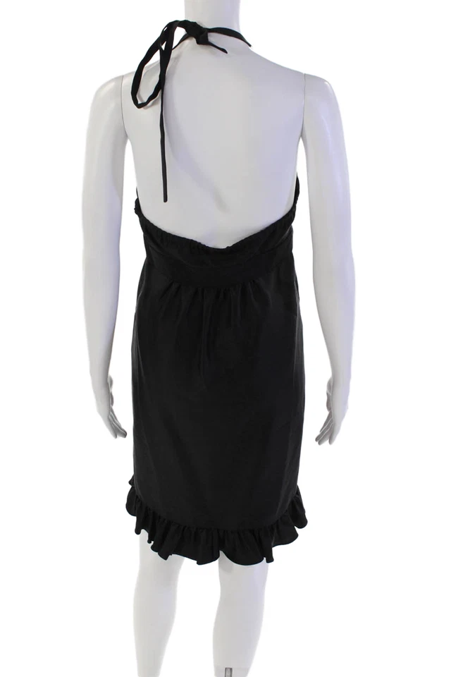 Vestido recto Tibi para mujer correa de espagueti cuello en V con volantes negro lana talla 6 Foto 3 de 4