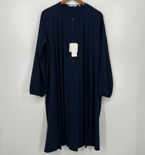 Uniqlo JW Anderson Dress Women's L Blue Belted Pleated Long Sleeve New NWT