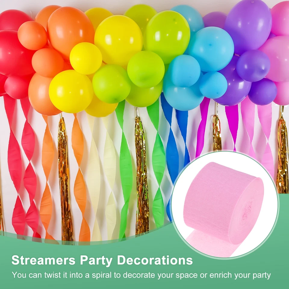 Transmisor de papel crepé 8 rollos 656 pies para hágalo usted mismo [rosa-1,8 pulgadas x 82 pies/rollo] Foto 4 de 4