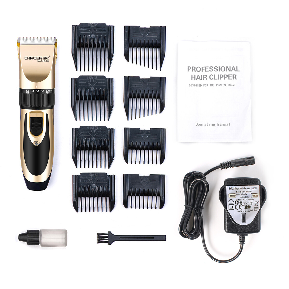 Professional Hair Clippers Cordless Rechargeable Trimmer Barber Hair Cutting Kit