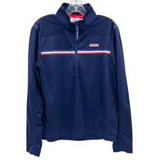 VINEYARD VINES Performance Womens Sz L Deep Bay (Blue) 1/2-Zip Tennis Shep Shirt