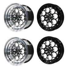 VMS Racing Polished & Black Lip Revolver Wheels Rims 15x3.5 & 15x8 4X100 +20