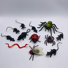 Small Toy Lot Rats Spiders Snake House Fly Lady Bug Rat Plastic Figures Cake Top
