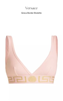Versace Greca Medusa Border Triangle Bralette Top Bra Pink Size 3 (Medium) New