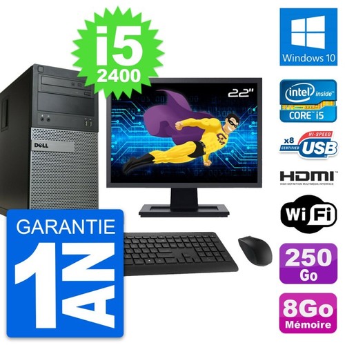 PC Dell 3010 MT Ecran 22 i5-2400 RAM 4Go Disque Dur 1To HDMI Windows 10 WiFi (Reconditionné) pas cher