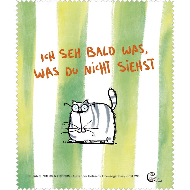 RANNENBERG & FRIENDS Brillenputztuch - Katze - "Catzz - Ich seh was" 15x18cm - Microfasertuch TOP!