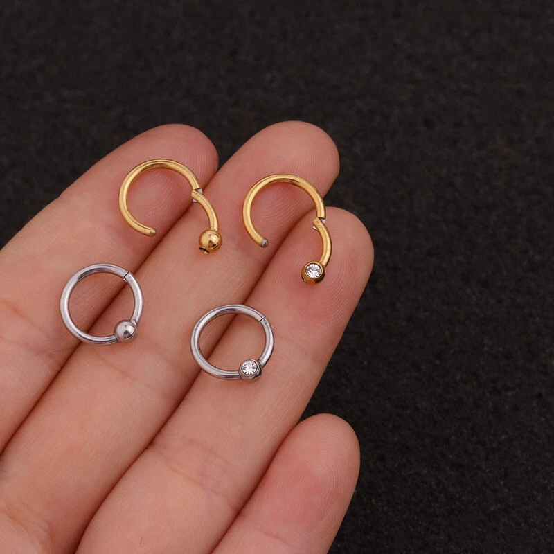 16G 8mm Surgical Steel Captive Bead Ring Nose Tragus Lip Ear Piercing Jewellery - image 3 of 4