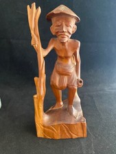 VINTAGE HAND CARVED WOODEN MAN WARRIOR CIRCA 1970'S OR 1960'S MISSING SPEAR RARE