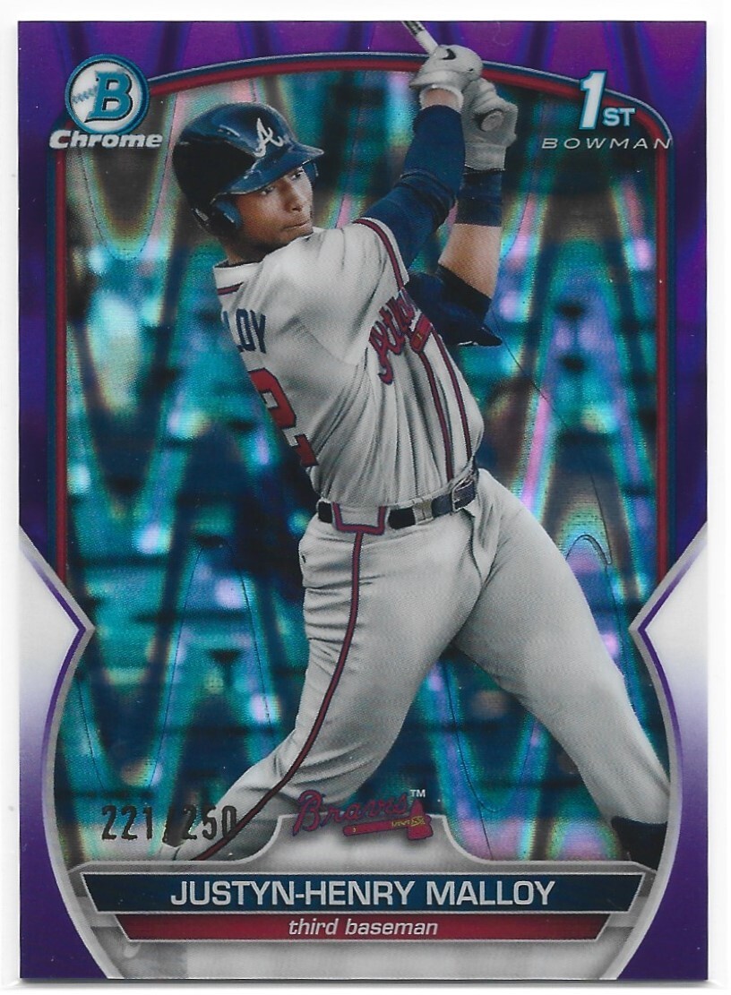 2023 Bowman Chrome Justyn-Henry Malloy 1st Bowman Purple RayWave #BCP51 221/250