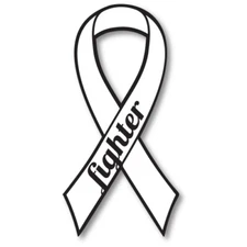 White Lung Cancer Fighter Ribbon Car Magnet Decal Heavy Duty 3.5" x 7"