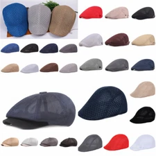 Men Women Casual Gatsby Hat Golf Sun Hat Flat Beret Cap Mesh Cap Newsboy Cap US⇘