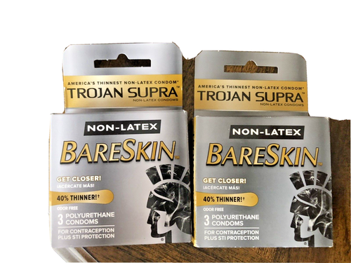 Trojan Supra Non-Latex Bareskin (3) 2 Packs. 6 In All. Expire 10-1-26