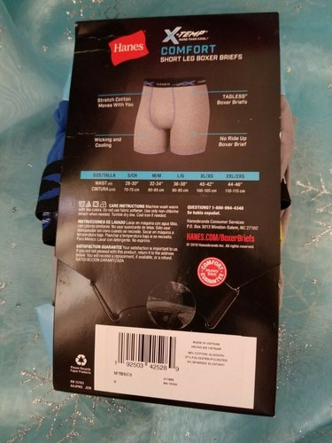 HANES MEN'S COMFORT 5 PAIRS SOFT & LIGHTWEIGHT TAGLESS BOXER BRIEFS-S(28"-30") - Picture 2 of 3