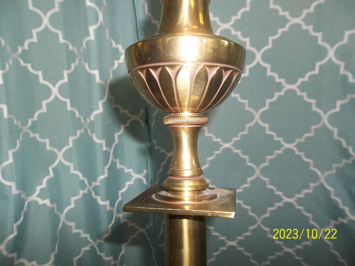 HTF Vtg. Hollywood Regency STIFFEL Brass Lotus Torchiere