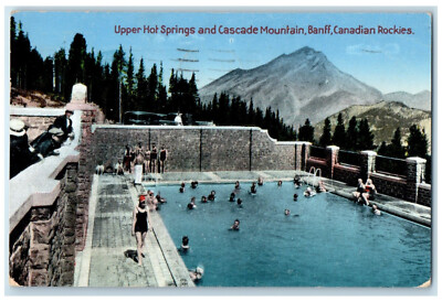 1937 Upper Hot Springs Cascade Mountain Banff Alberta Canadian Rockies Postcard