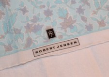 NEW Robert Jensen Blue White Fine Cotton Voile 16" Pocket Square Scarf Hank