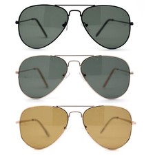 Mens Tempered Glass Lens Metal Wire Rim Classic Police Sunglasses
