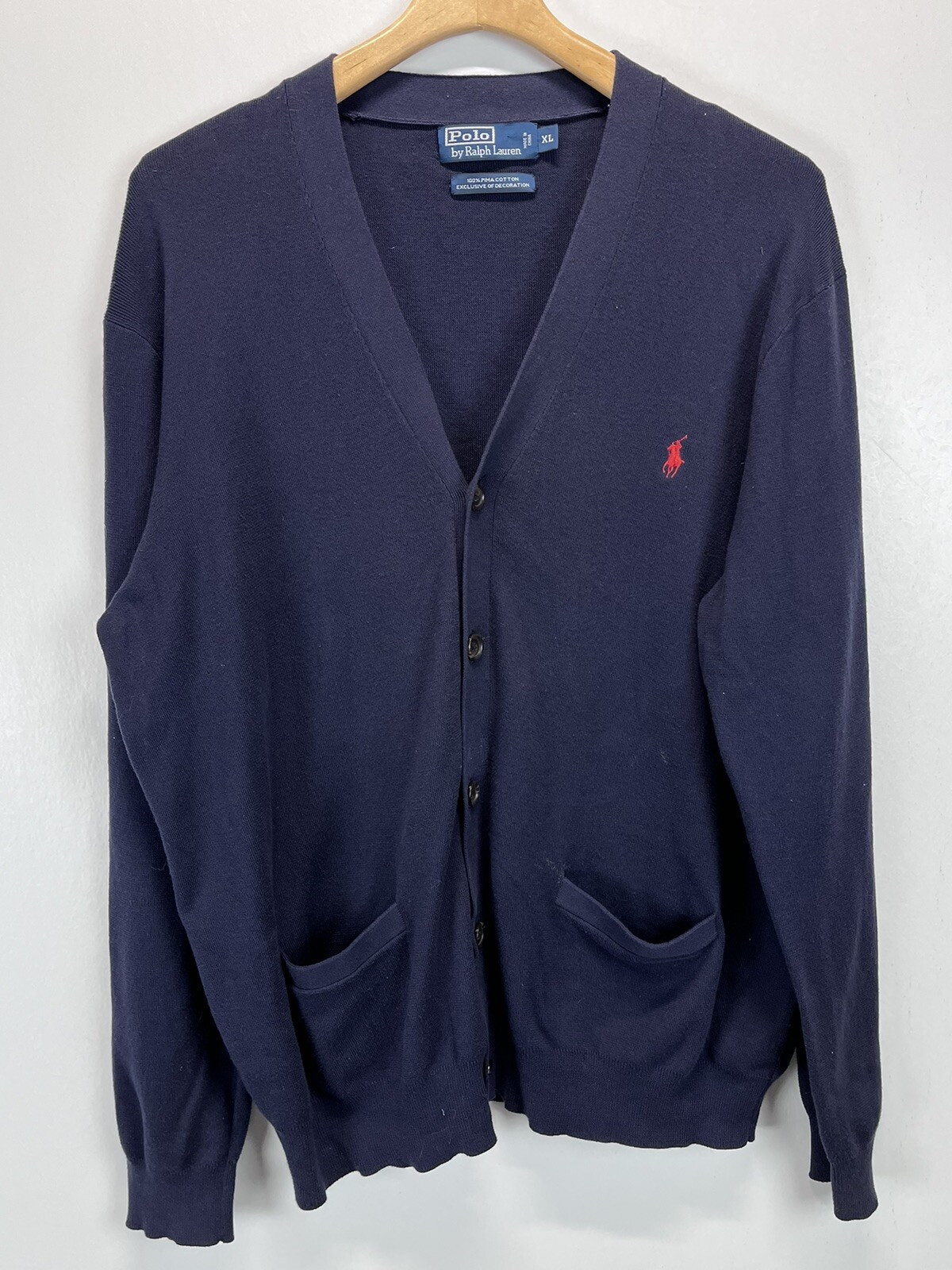 Maglione cardigan uomo vintage Polo Ralph Lauren 100% cotone Pima