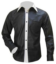 Mens Leather shirt Black Leather shirt for men Genuine Leather shirt Full Sleeve